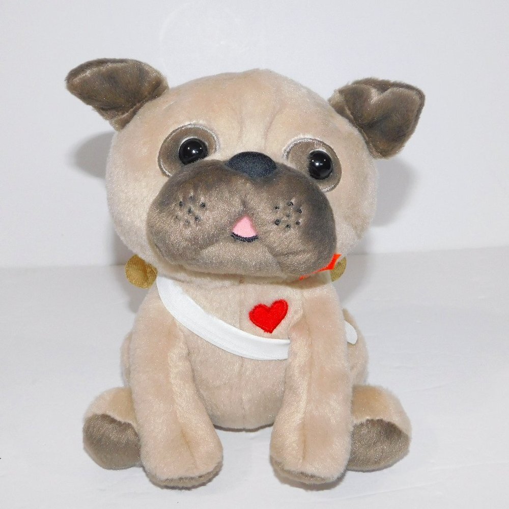 Hallmark Cu-Pug Plush Cupid Love Pug Puppy Dog w Gold Wings Heart Valentine 7.5"